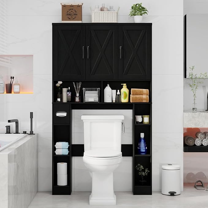 Over The Toilet Storage Cabinet, Farmhouse Toilet Cabinet Rack by Vabches