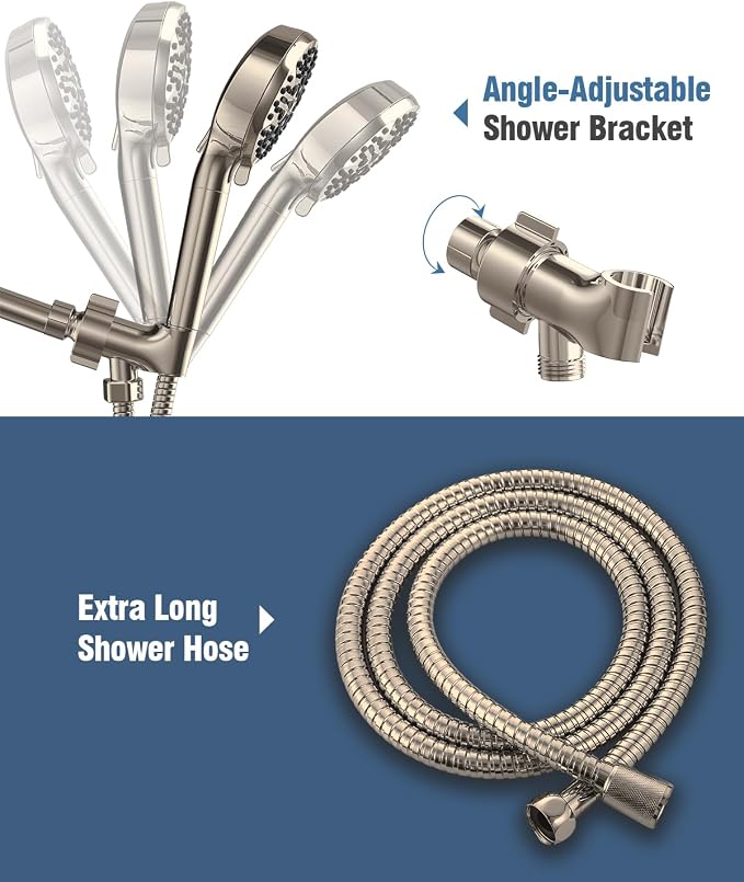 Filtered Shower Head with Handheld Brushed Nickel, BOWGER 6 Modes High Pressure - Image 7