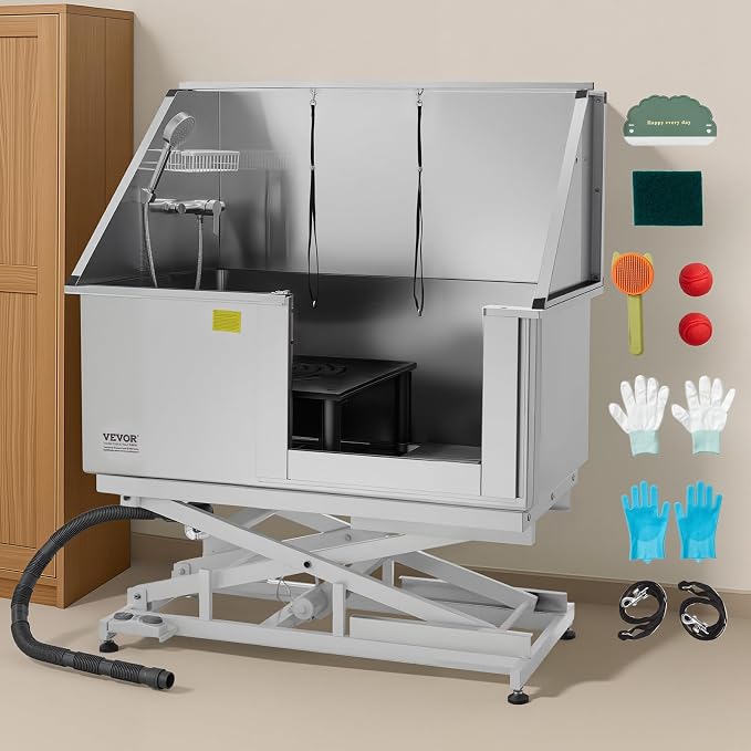 VEVOR Electric Lift Dog Washing Station, 50 inch Professional Stainless Steel - Image 8