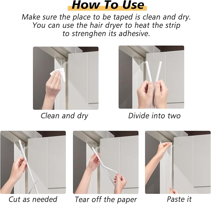 SUNMON D-Type Strip Door Weather Stripping Door Seal Self Adhesive Foam - Image 6
