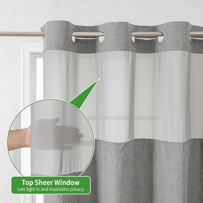 Stall No Hooks Needed Linen Textured Shower Curtain - Image 3