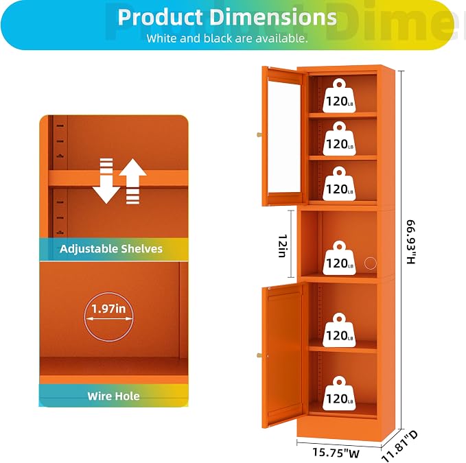 Metal Bathroom Storage Cabinet 67" Slim Bathroom Organizer - Image 3