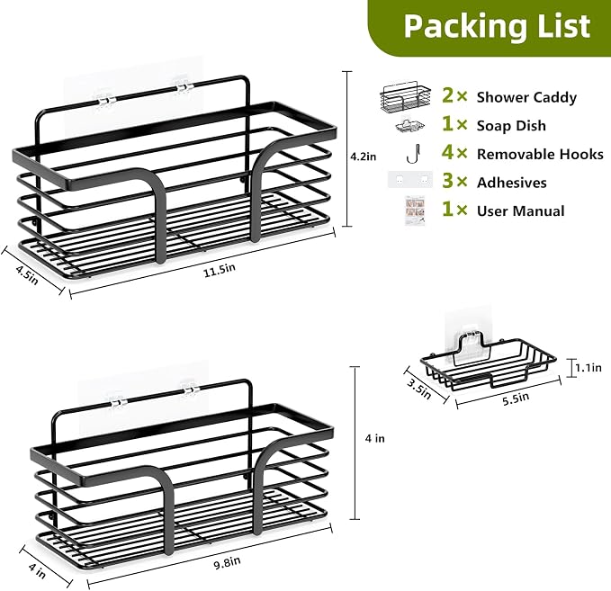 Shower Caddy, Adhesive Shower Organizer - Image 2