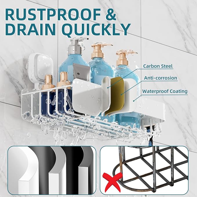 TAILI Shower Caddy Suction Cup 2 Pack, Stainless Steel Rustproof Shower Shelves - Image 9