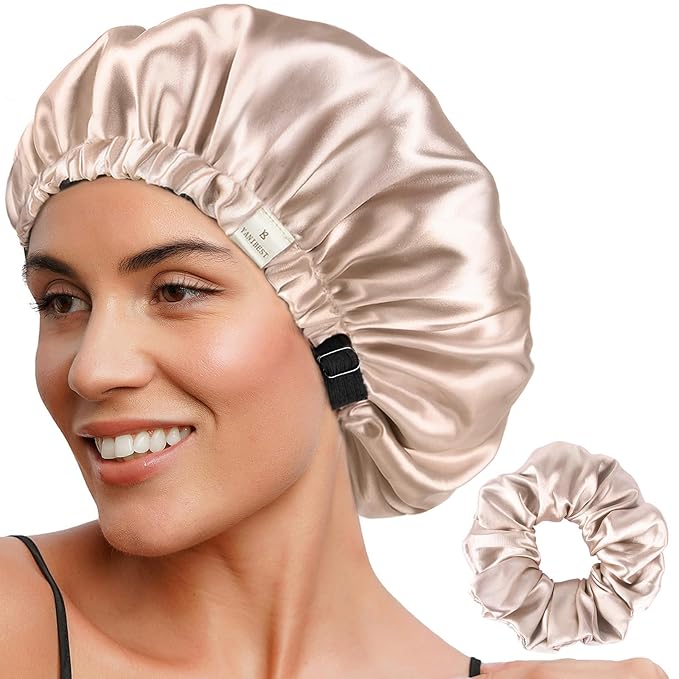 YANIBEST Adjustable Satin Bonnet Double Layer Hair Bonnet by yanibest