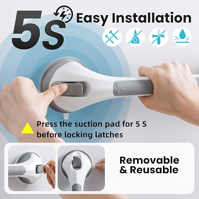TAILI Shower Grab Bar 16 Inch Suction Cup Grab Bars - Image 6