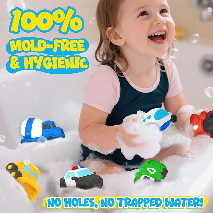 6 PCS Vehicle Floating Bath Toys Mold Free Infant Bath Tub Toys - Image 6