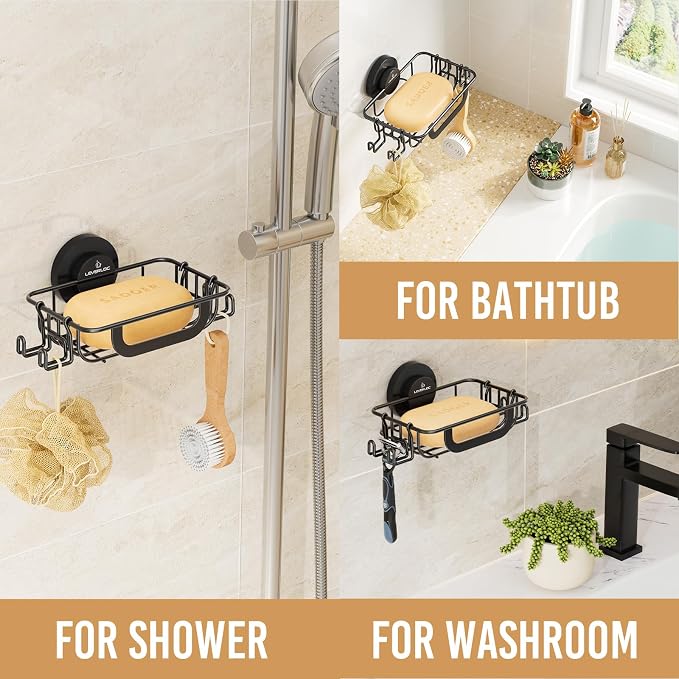 LEVERLOC Soap Holder Dish with Hooks - Image 3