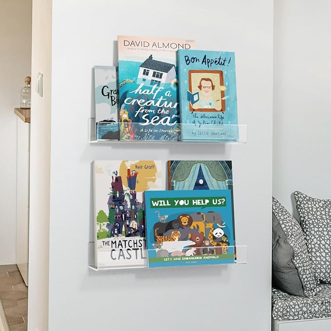 NIUBEE 16.5-Inch Acrylic Floating Bookshelves - Image 2