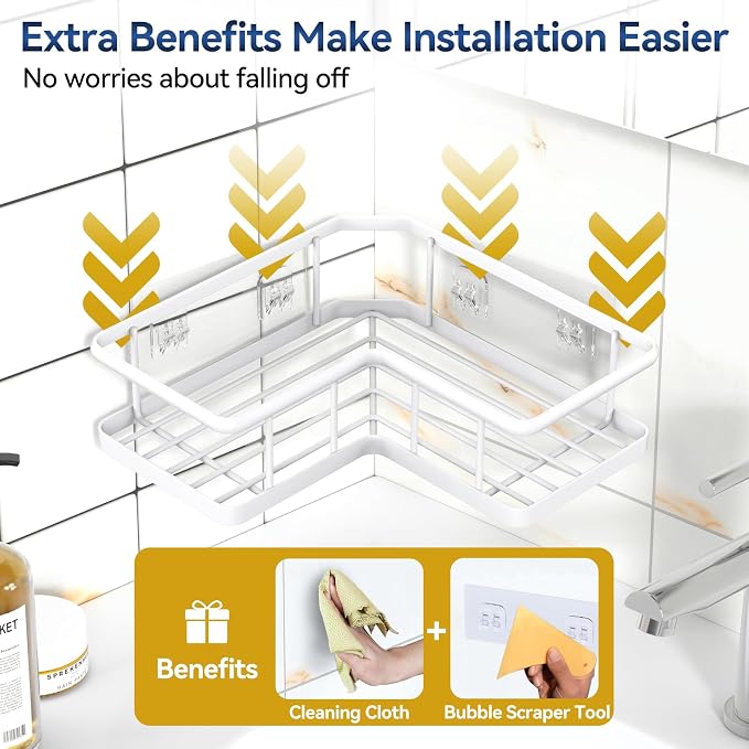 YASONIC Shower Caddy Corner, No Drilling Shower Organizer Corner - Image 4