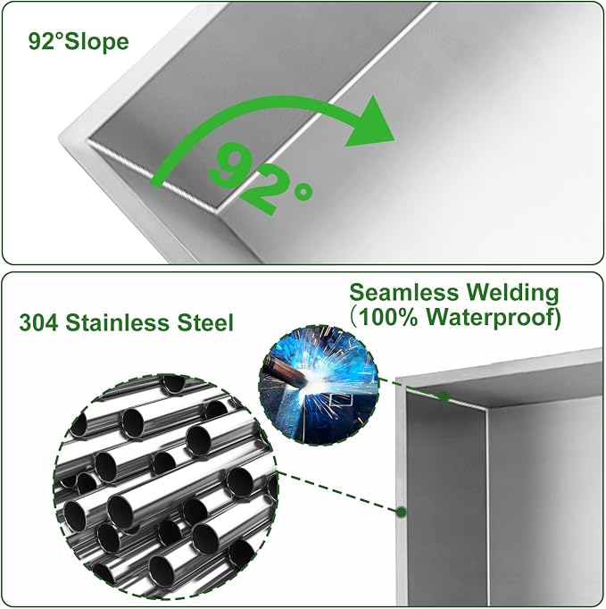 Shower Niche, 12 * 30 Stainless Steel Elegant Bathroom Niche, No Tile Needed - Image 5
