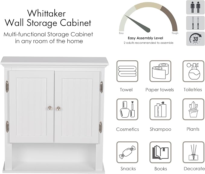 UTEX Bathroom Cabinet Wall Mounted, Wood Hanging Cabinet, Wall Cabinets - Image 7