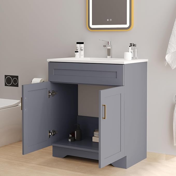 30 Inch Bathroom Vanity with Sink, Wooden Bathroom Sink Cabinet with Soft-Close - Image 6