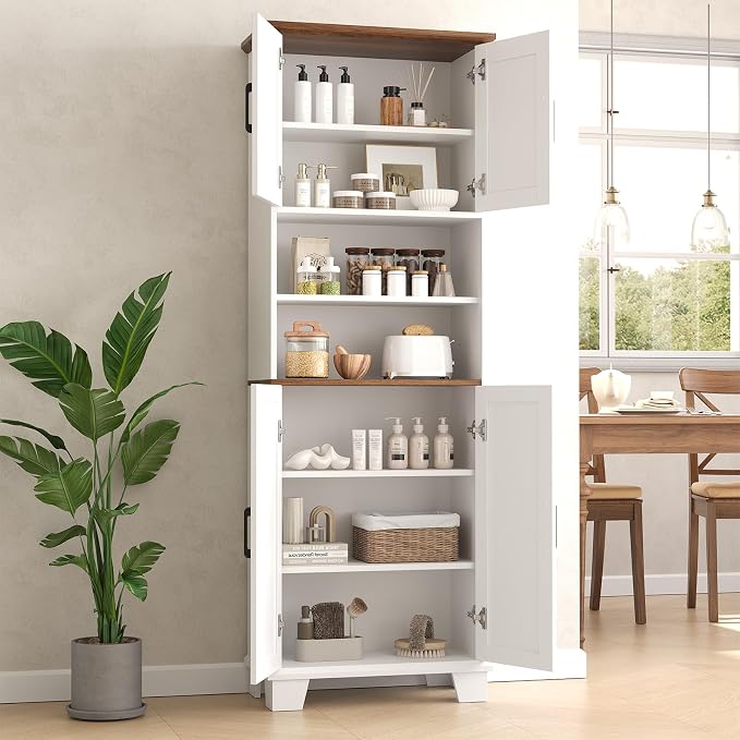 Farmhouse Bathroom Storage Cabinet, 67.9" Tall Freestanding Cabinet - Image 5