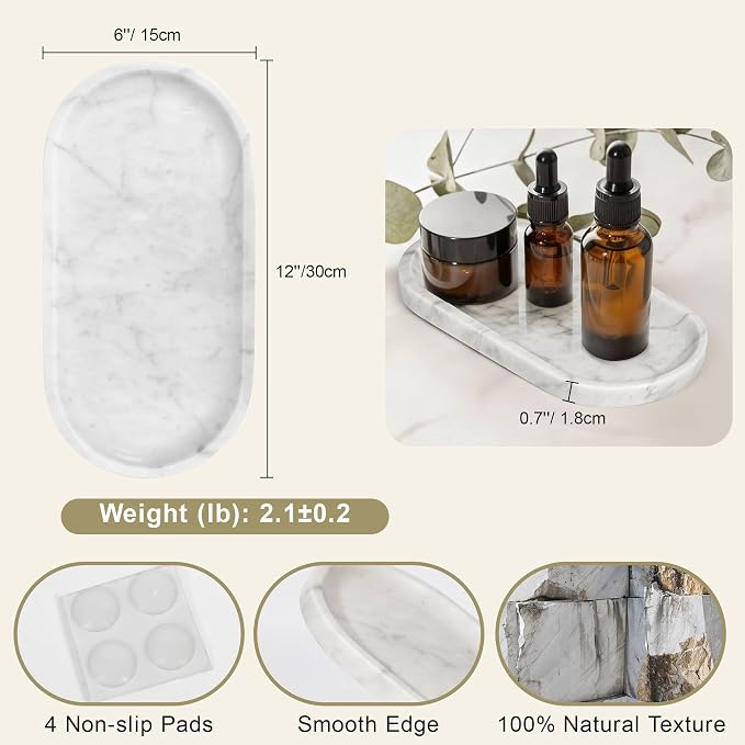 Natural Marble Tray for Vanity, Decorative Tray for Perfume, Coffee Table - Image 5
