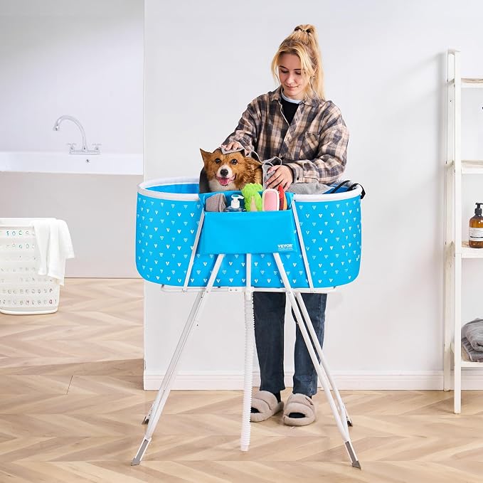 VEVOR Portable Dog Bathtub, Elevated & Foldable Space-saving Pet Shower Station - Image 8