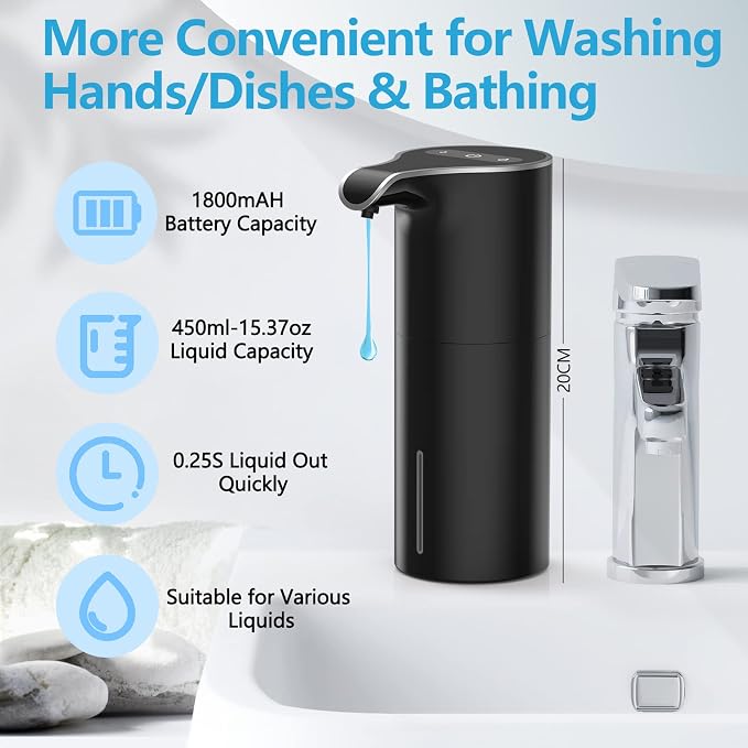 YIKHOM Automatic Liquid Soap Dispenser, Touchless Dish Dispenser, 5 Level - Image 3