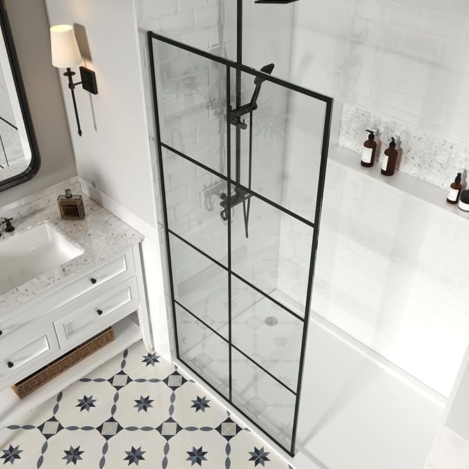30" W x 76" H Frameless Shower Screen, Fixed Glass Panel - Image 6