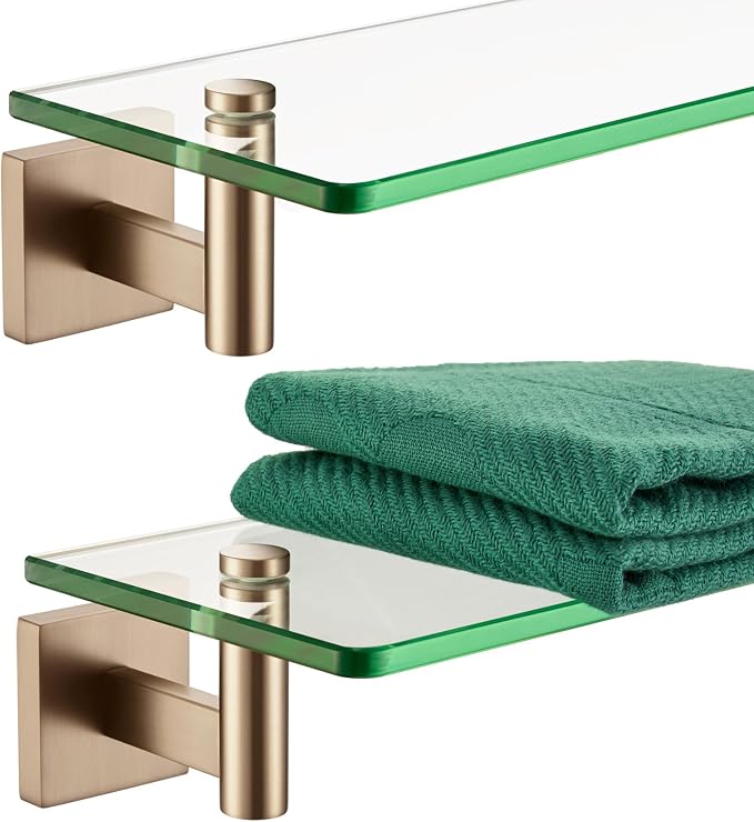 KOKOSIRI Wall Shelves Bathroom Hardware Tempered Glass Floating Shelf Hanging by KOKOSIRI