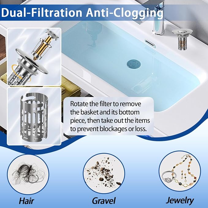 Bathroom Sink Drain Strainer, Pop Up Sink Drain Filter - Image 6