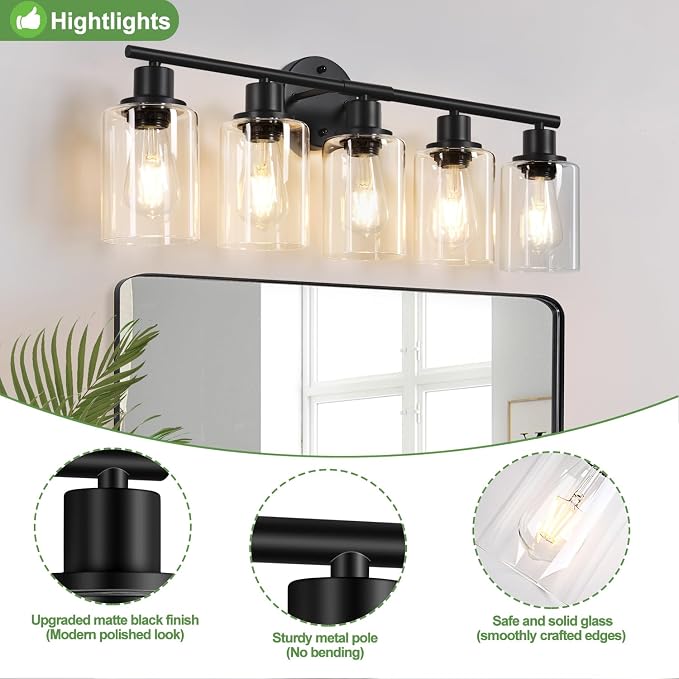 5-Light Bathroom Light Fixtures, Bathroom Wall Lamp - Image 4