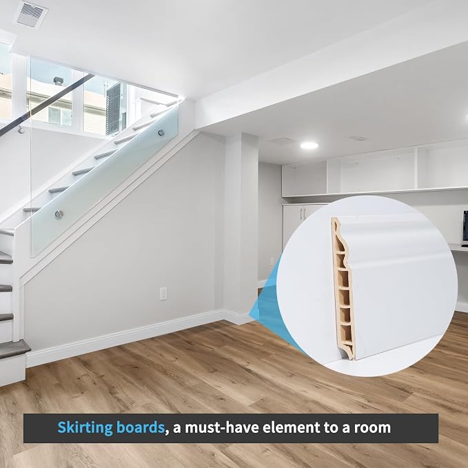 Art3d Wall Baseboard Molding Trim 8-Pack of 56 x 3.2 in., High Impact - Image 3