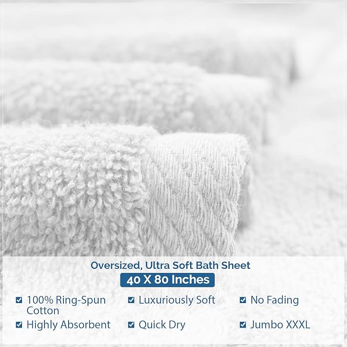 DAN RIVER Pack of 1 Bath Sheet 40x80 Inches, Super Soft Quick Dry Cotton Towels - Image 6