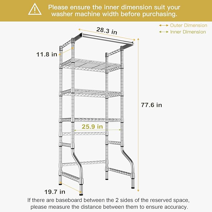 Ulif U11 Mini Over Washer and Dryer Shelves, 3 Tiers Laundry Room Storage and - Image 3