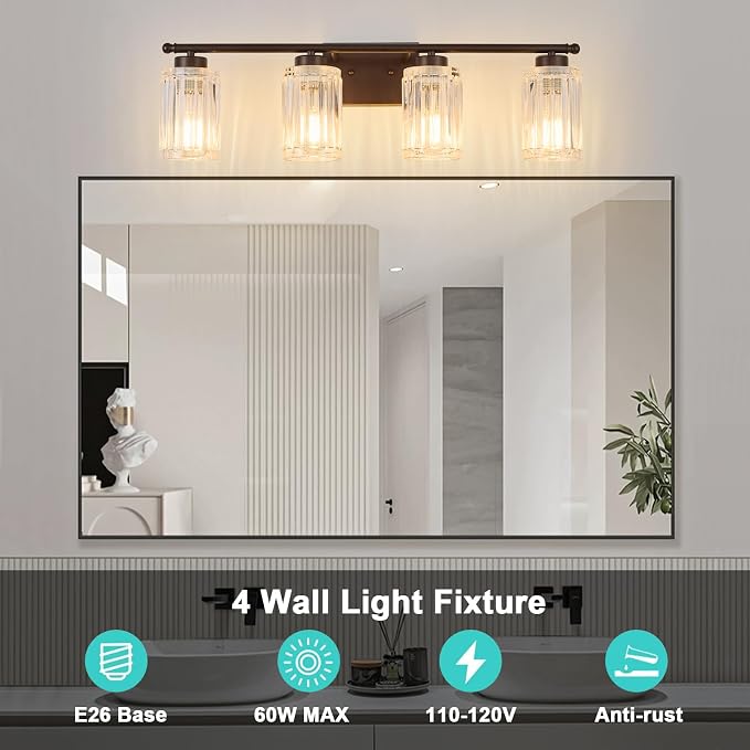 4 Light Bathroom Light Fixtures Modern ORB 28 Inch Vanity Lights - Image 6