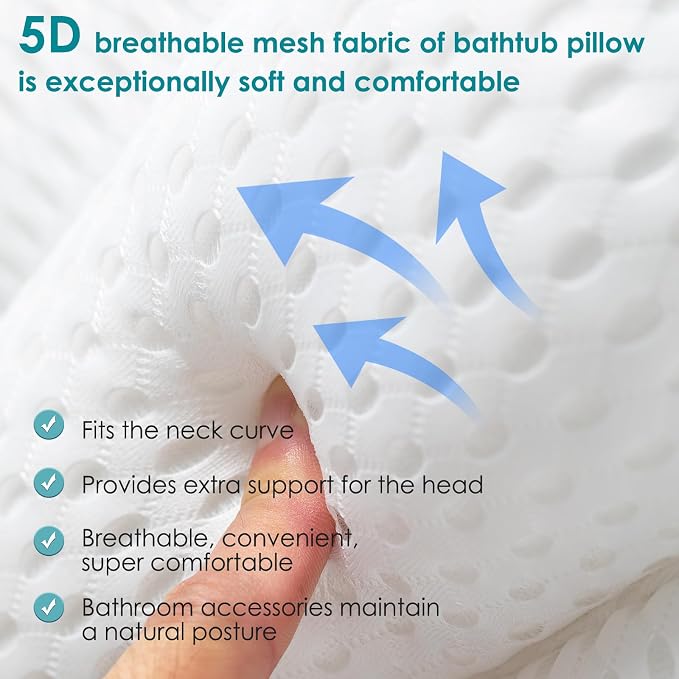 SQLHM Bath Pillows for Tub, Luxury Bath Pillow for Neck and Back Support - Image 4