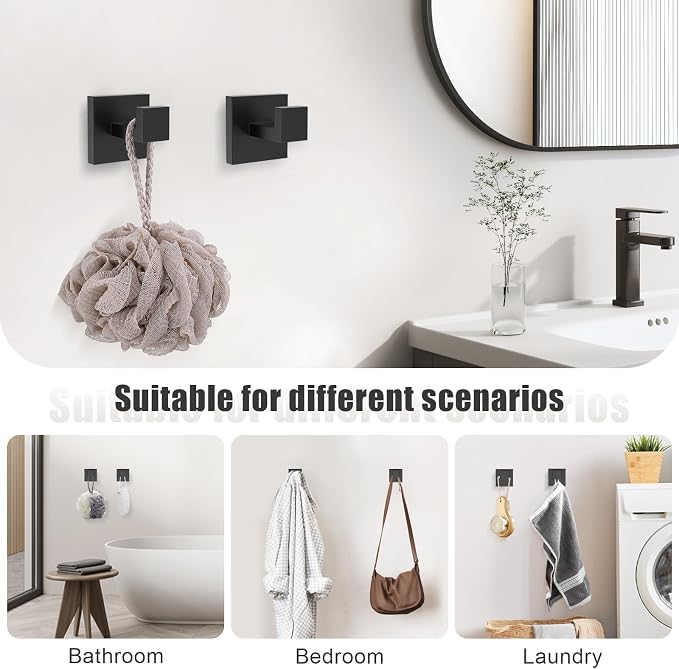TQKAG Matte Black Bathroom Hardware Accessories Set 5 Pieces, Double Post - Image 4