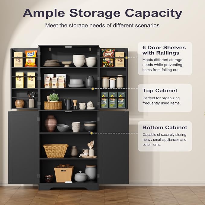 Rattan 72" Tall Kitchen Pantry Cabinet - Image 4