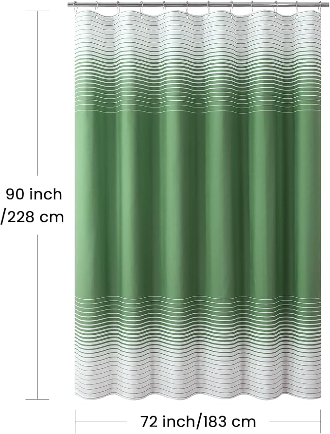 90 Inch Green Shower Curtain, Extra Long Sage Green and White Gradient - Image 6