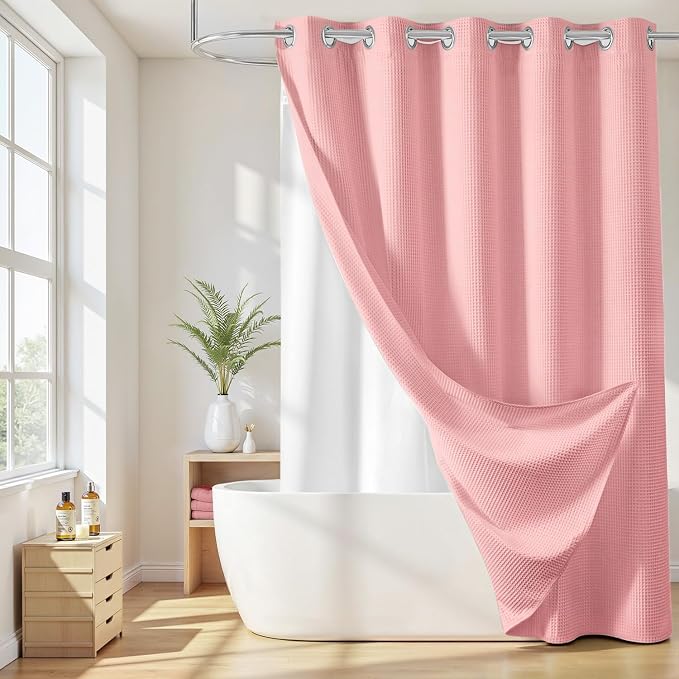 River Dream Hotel Grade No Hooks Needed Shower Curtain by RiverDream