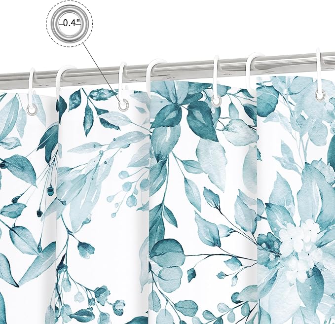 Gibelle Spa Blue Eucalyptus Shower Curtain, Watercolor Plant Leaves - Image 5