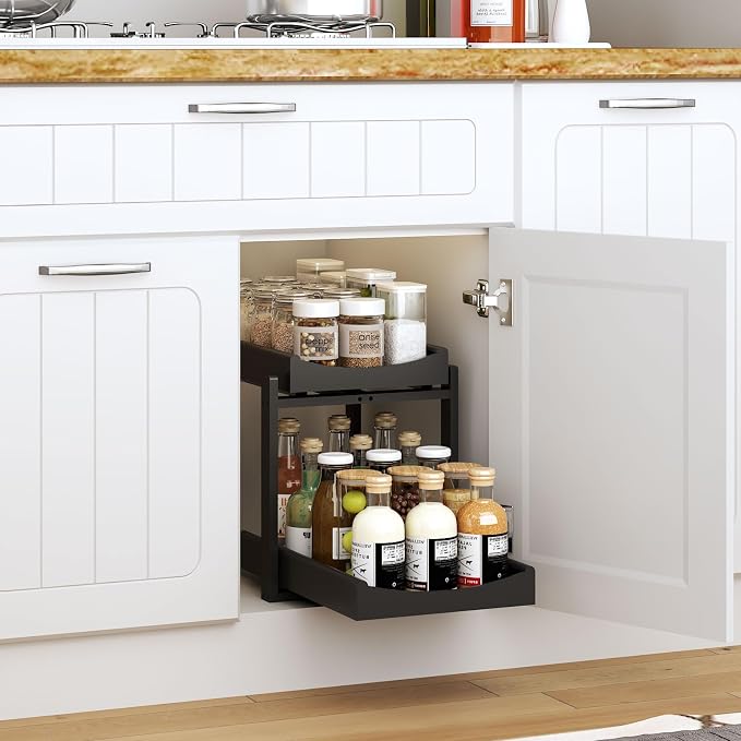 Bamboo Under Sink Organizer and Storage, 2 Pack Pull Out Cabinet Organization - Image 3