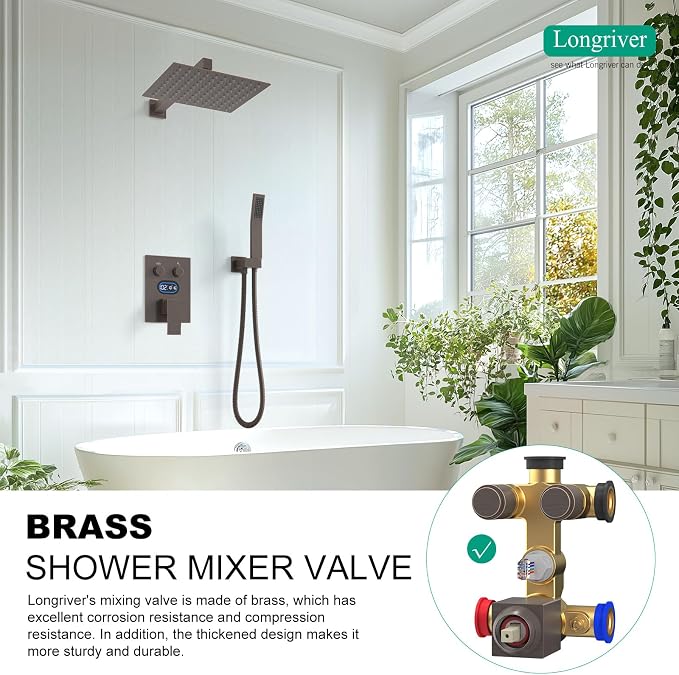 Push Button Diverter Shower Faucet Set Hydro Power Temperature Display - Image 6