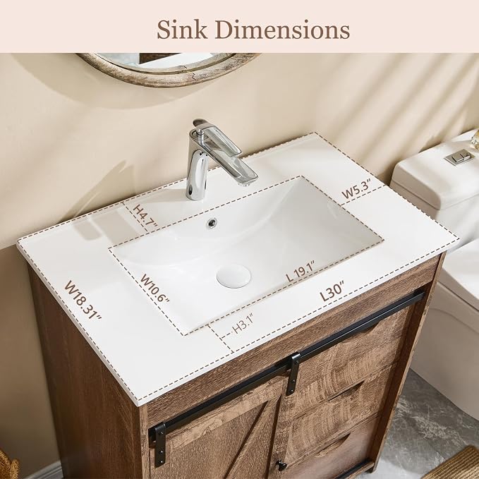 30" Farmhouse Bathroom Vanity - Image 3