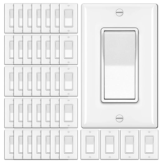 BESTTEN 40 Pack 3-Way Decorator Wall Light Switch, 15A 120V/277V, On/Off Rocker by BESTTEN