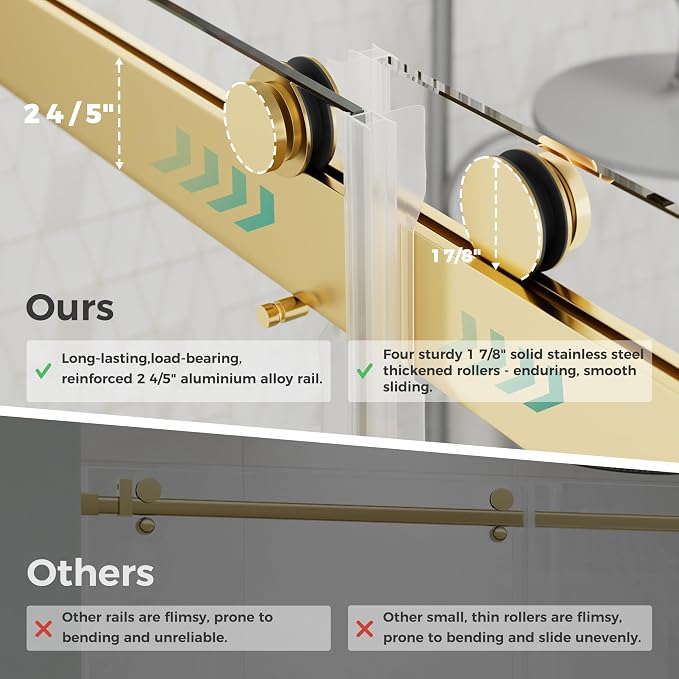 DELAVIN 56"-60" W x 75" H Frameless Shower Door, Double Sliding Shower Door - Image 3
