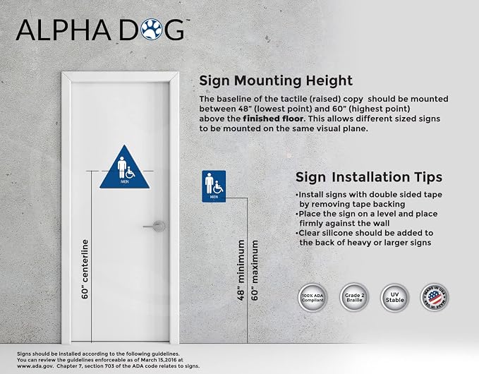 ALPHA DOG ADA SIGNS Men's Women's Restroom Sign Bundle, 8x6 inch, Business - Image 5