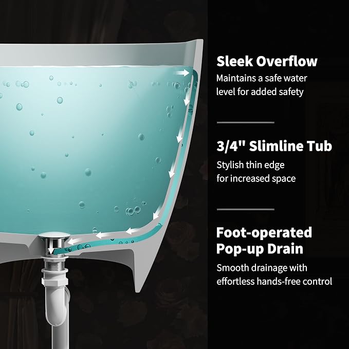 Abruzzo 59“ Solid Surface Freestanding Bathtub, Egg Shell Shaped Stone Resin - Image 7
