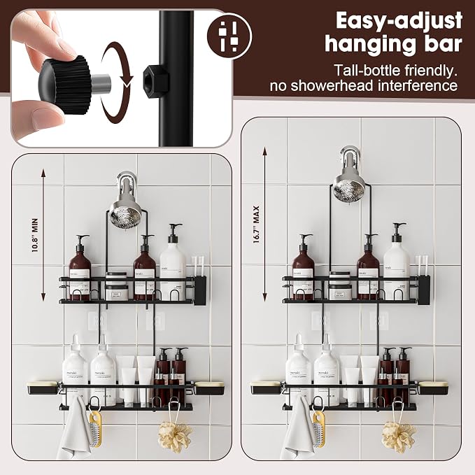 Shower Caddy Hanging, Rustproof Shower Shelves - Image 2