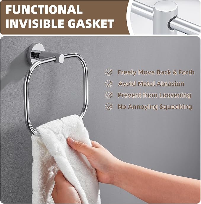 Angle Simple Swivel Towel Ring Chrome, Stainless Steel Hand Towel Rack - Image 4