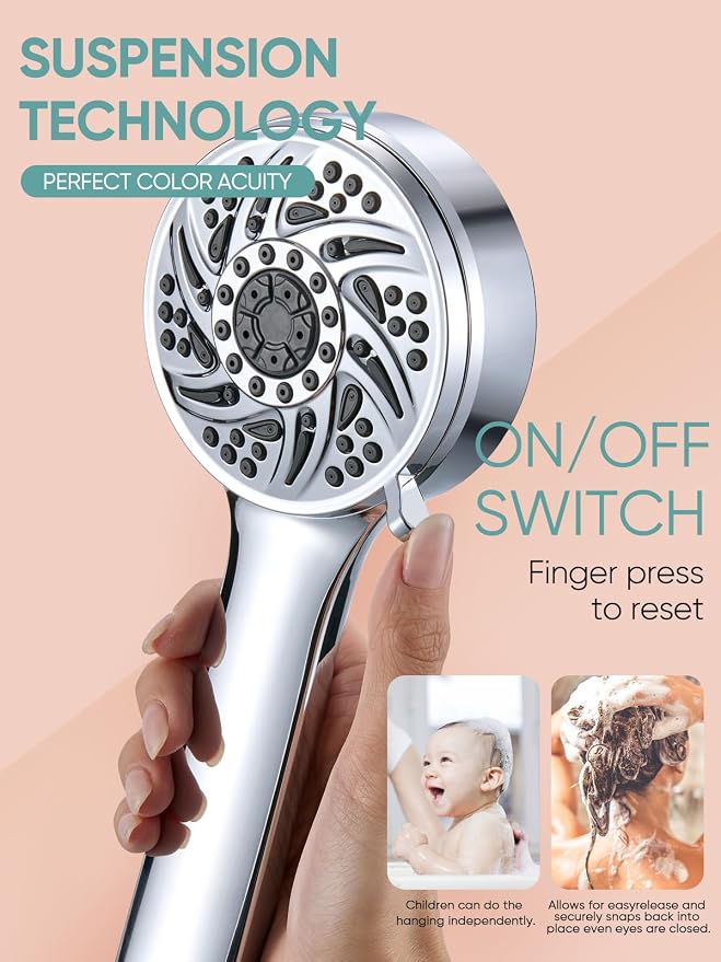 Cobbe High Pressure 3-Way Shower Head Combo, Hand Held Shower & Rain Shower - Image 3