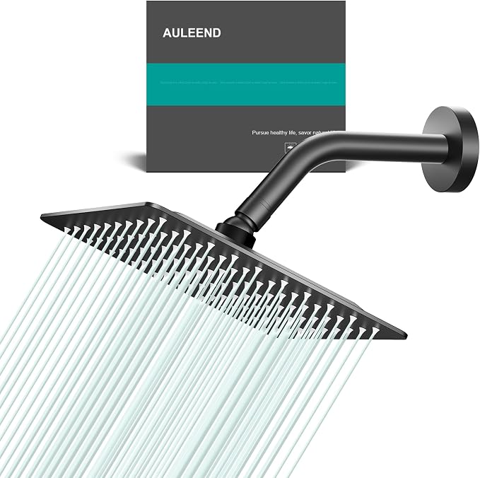 Square Rain Shower Head, High Flow Stainless Steel, Work by AULEEND