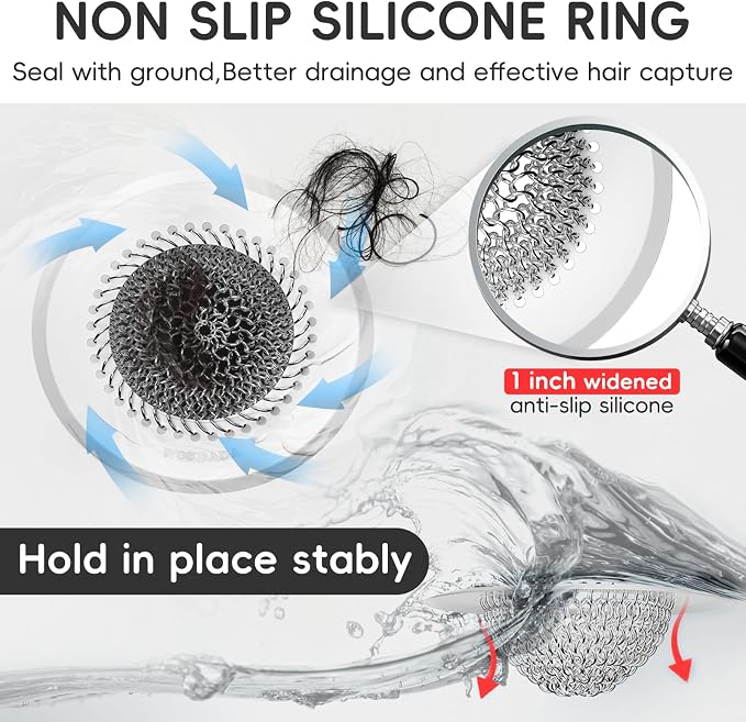 Drain Hair Catcher: for Bathtub & Shower, Reversible 304 Stainless Steel - Image 2