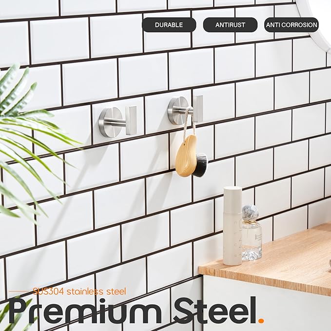 Robe Hook Brushed Nickel Bath Towel Hooks Stainless Steel Wall Hooks - Image 2
