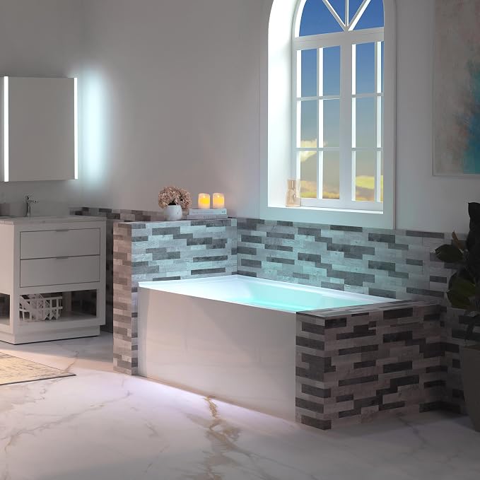 WOODBRIDGE 60" Acrylic Rectangular Alcove Soaking Bathtub in White - Image 12