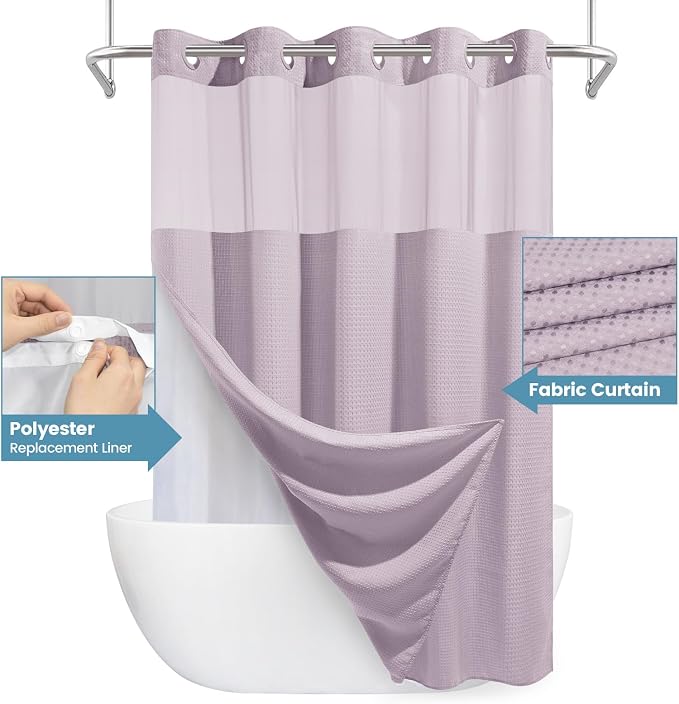 Lavender Long No Hook Shower Curtain - Image 4